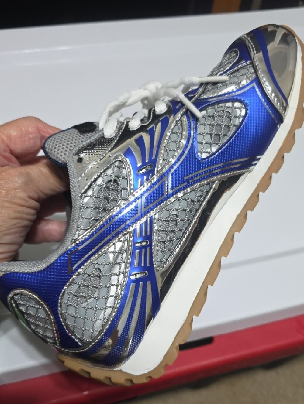 Bottega Veneta Silver & Blue Sneakers - Picture 4 of 10